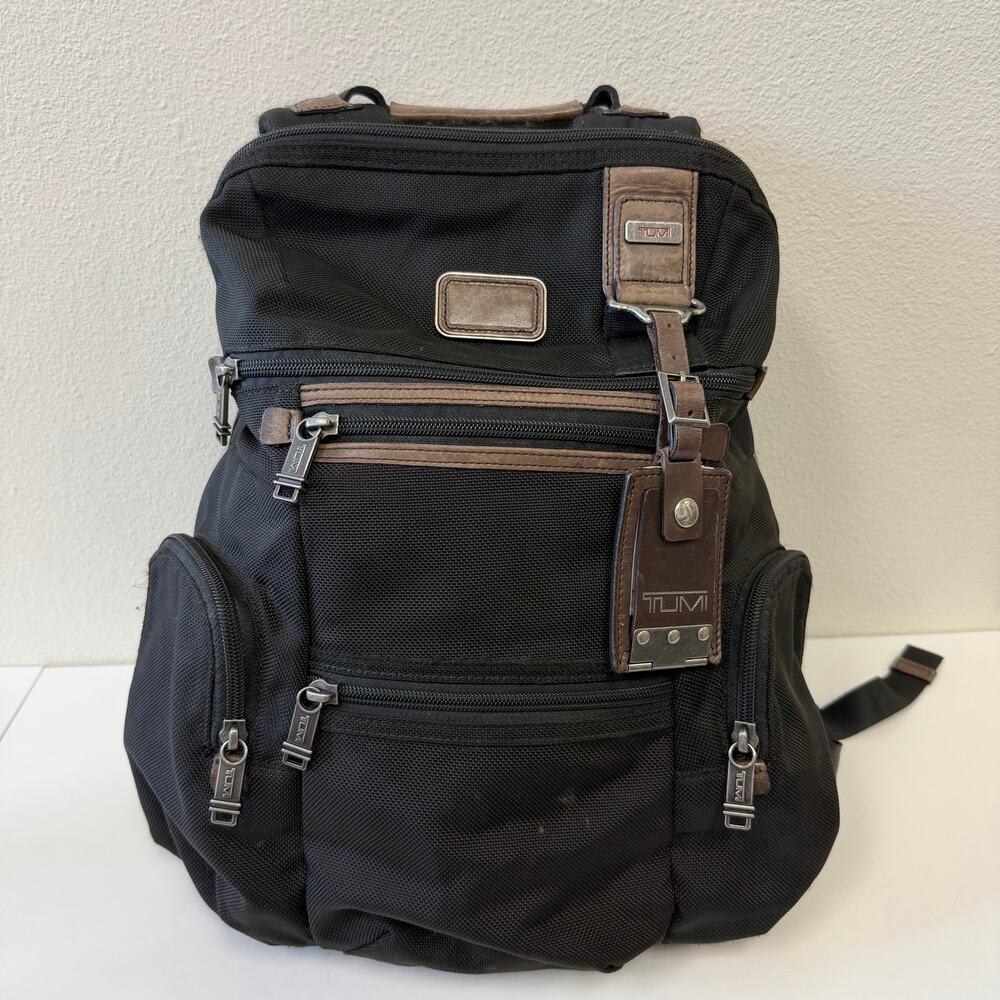 Tumi Alpha Bravo Knox Heavy Duty Black Ballistic Nylon with Brown Leather Accent